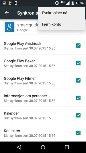 Velg Synkroniser nå