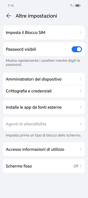 Seleziona Imposta il Blocco SIM