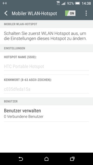 Ihr Handy ist jetzt für die Verwendung als Modem eingerichtet