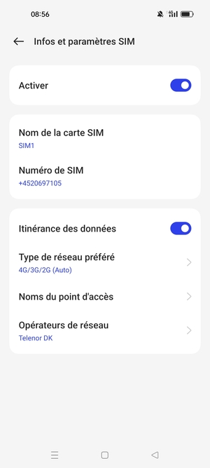 Activer ou désactiver Itinérance des données