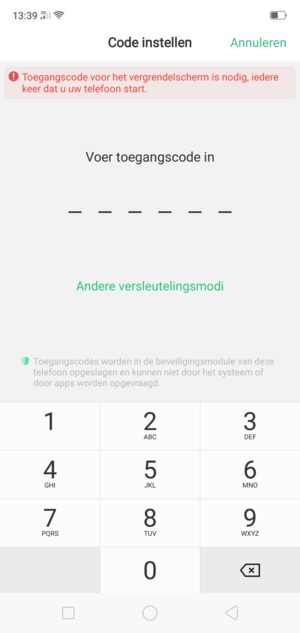 Voer een Toegangscode in