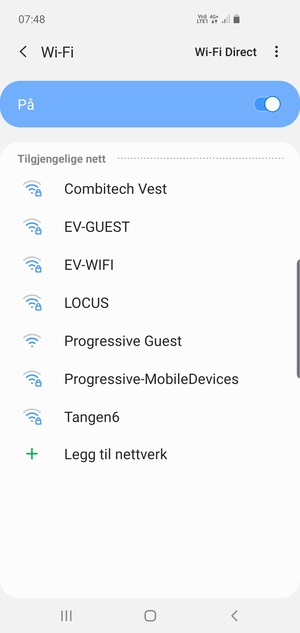 Velg det trådløse nettverket du vil koble til