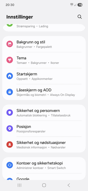 Bla til og velg Sikkerhet og personvern