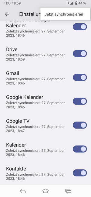 Wählen Sie Jetzt synchonisieren