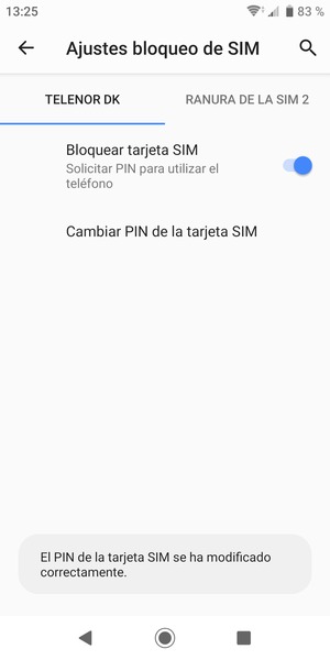 Su PIN de tarjeta SIM ha sido cambiado