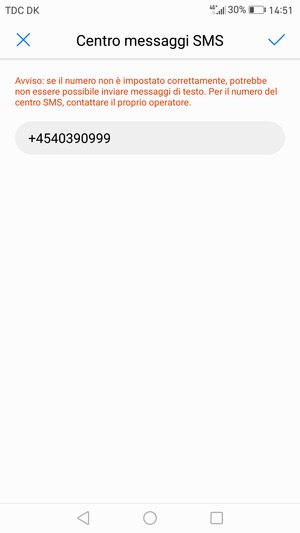 Inserisci Centro messaggi SMS e seleziona OK