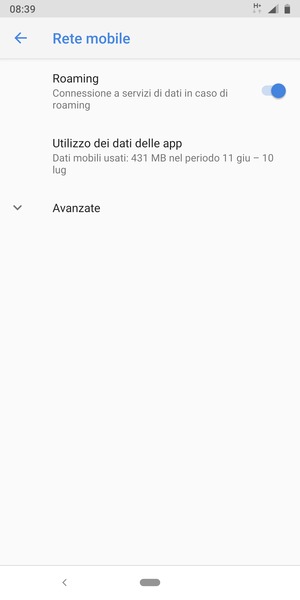 Attiva o disattiva Roaming
