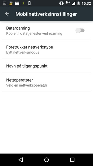 For å bytte nettverk hvis det oppstår nettverksproblemer, velg Nettoperatører
