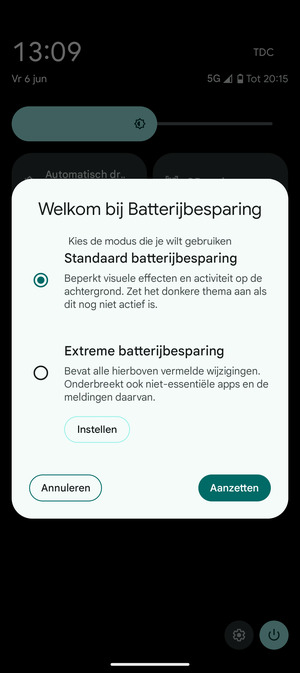 Selecteer Aanzetten
