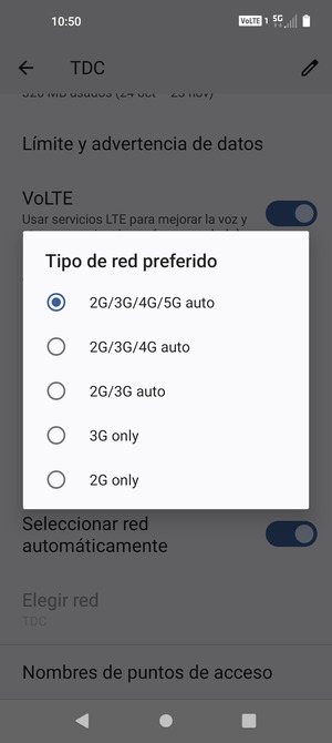 Seleccione la opción deseada