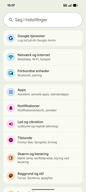 Vælg Netværk og internet