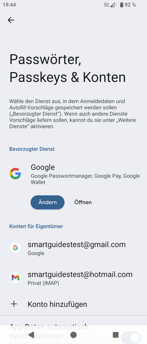 Wählen Sie Ihr Google Konto