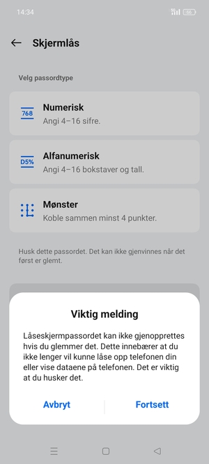 Velg Fortsett