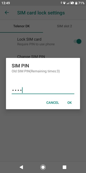 Enter your Old SIM PIN and select OK