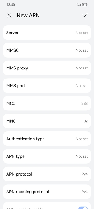 Scroll down and enter MMS information