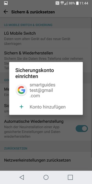 Wählen Sie Ihr Konto für Backup
