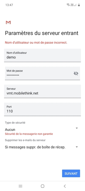 Sélectionnez SUIVANT