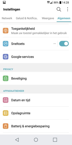 Scroll naar en selecteer Beveiliging