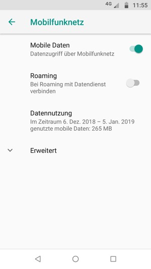 Um das Netzwerk zu wechseln, falls Probleme auftreten, wählen Sie Erweitert