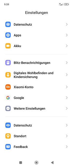 Scrollen Sie und wählen Sie Weitere Einstellungen