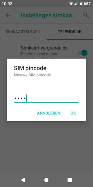 Voer uw Nieuwe SIM pincode in en selecteer OK