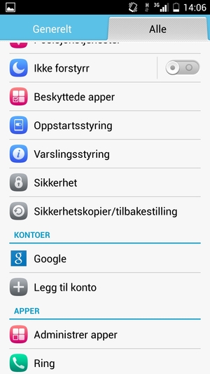 Bla til og velg Sikkerhetskopier/tilbakestilling