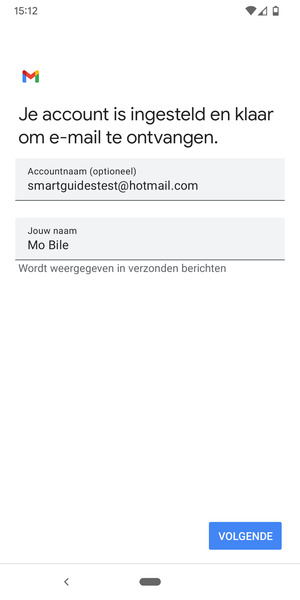 Geef uw account een naam en voer uw naam in. Selecteer VOLGENDE