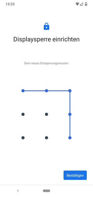 Zeichnen Sie das Entsperrmuster erneut und wählen Sie Bestästigen