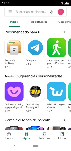 Seleccione la barra de Búsqueda