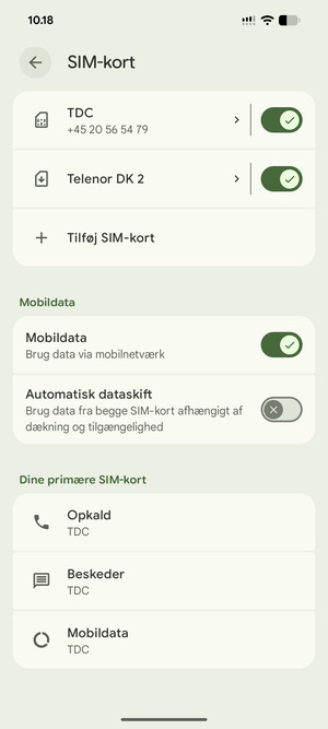 Dit eSIM er nu aktiveret