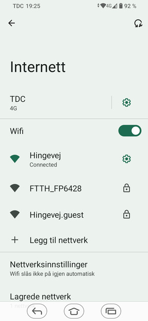 Du er nå koblet til Wi-Fi-nettverket