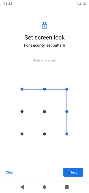 Draw an unlock pattern and select Next
