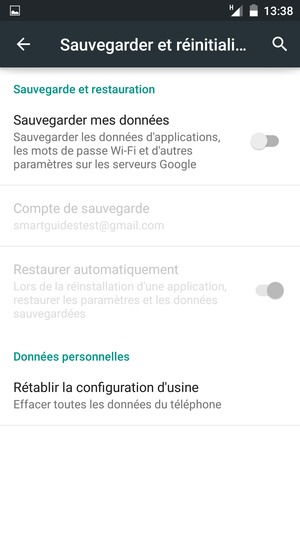 Activer le Sauvegarder mes données