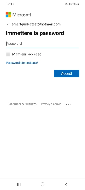 Inserisci la tua password e seleziona Accedi
