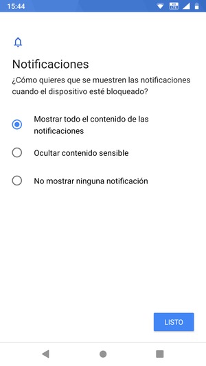 Seleccione la opción deseada y seleccione LISTO