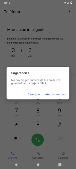 Si el correo de voz no está configurado, seleccione Añadir número