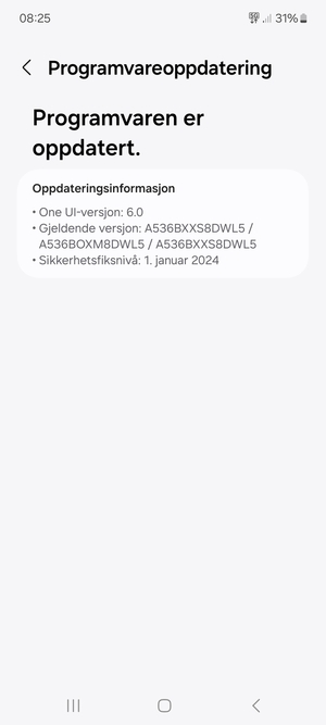 Hvis telefonen din er oppdatert, vil du se følgende skjermbilde