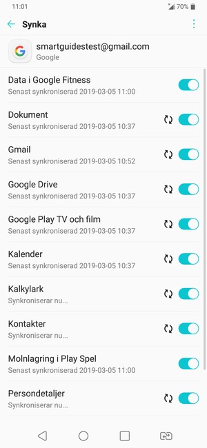 Din information kommer att synkroniseras