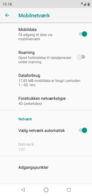 Vælg Foretrukken netværkstype