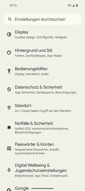 Scrollen Sie und wählen Sie Standort