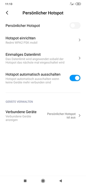 Wählen Sie Hotspot einrichten