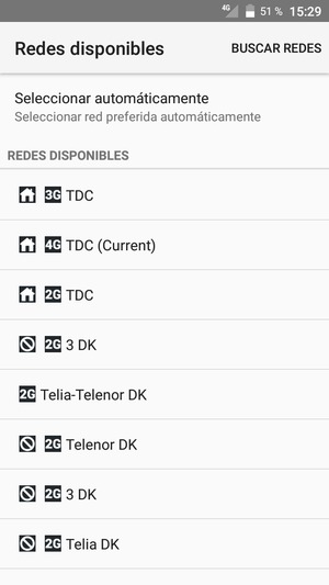 Seleccione un operador de red de la lista