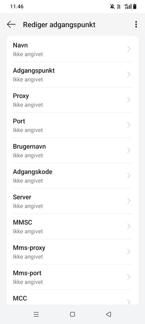 Indtast internet-oplysninger