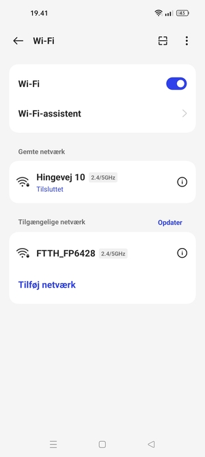 Du er nu tilsluttet Wi-Fi netværket