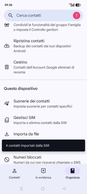 I tuoi contatti verranno salvati sul tuo account Google, e salvati sul tuo telefono la prossima volta che Google sarà sincronizzato.