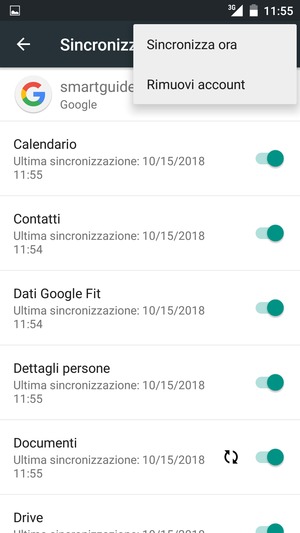 Seleziona Sincronizza ora