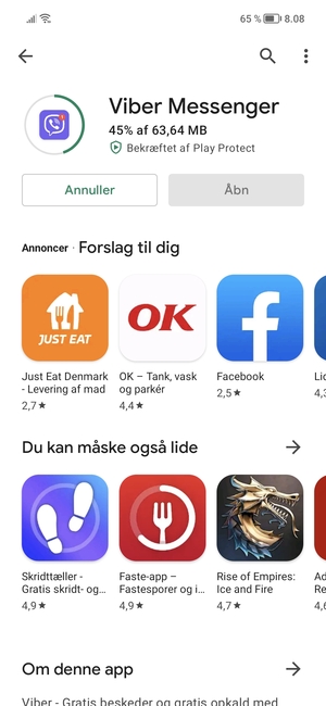 Afvent at installeringen er afsluttet