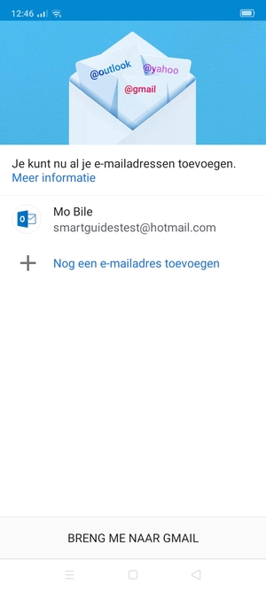 Selecteer BRENG ME NAAR GMAIL