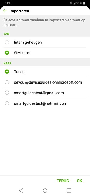 Selecteer uw Google-account en selecteer vervolgens OK