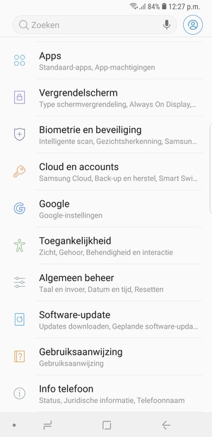 Scroll naar en selecteer Software-update